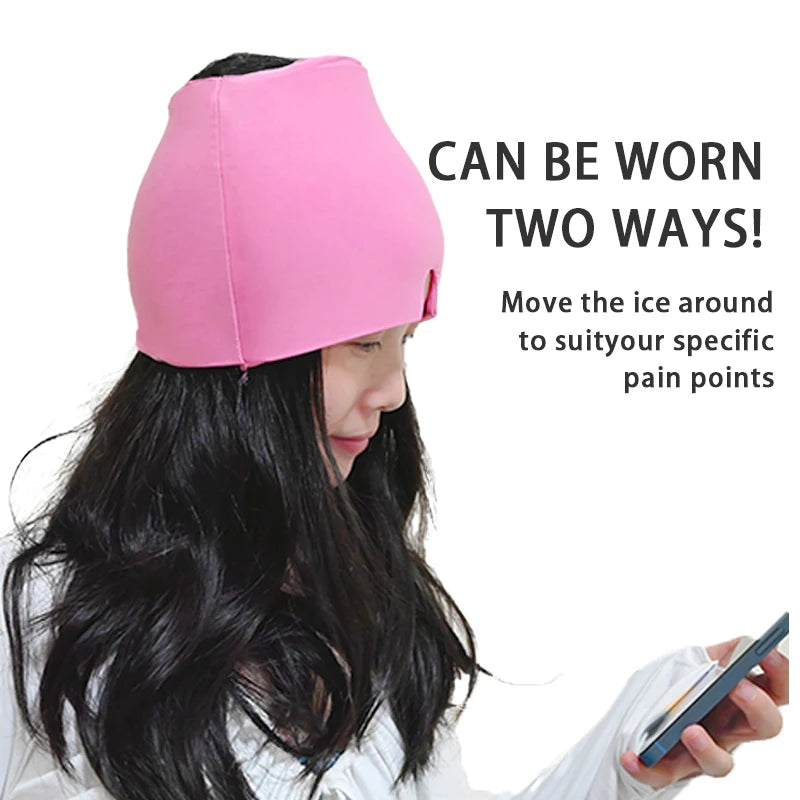 Ice Headache MigraiGelne Relief Hat Cold Compress Therapy Cap Ice Head Wrap Pack Eye Mask For Pressure Relieve Pain Ice Hat