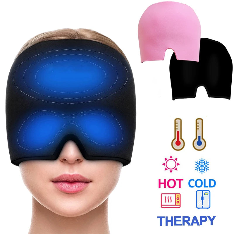 Ice Headache MigraiGelne Relief Hat Cold Compress Therapy Cap Ice Head Wrap Pack Eye Mask For Pressure Relieve Pain Ice Hat